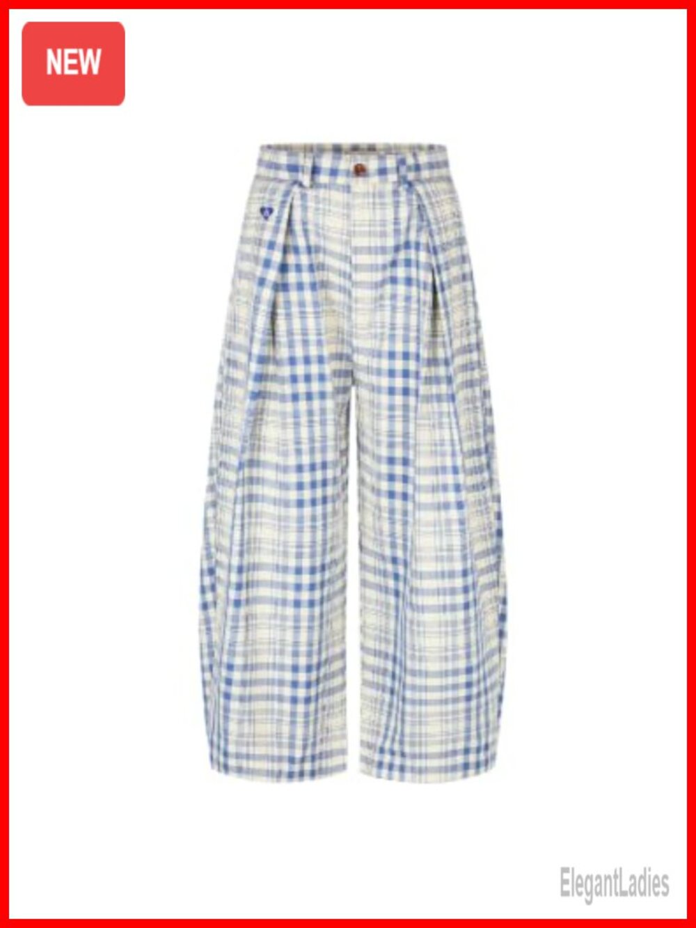 Plaid Wide Leg Dress Pants Pleated Baggy Barrel Trousers